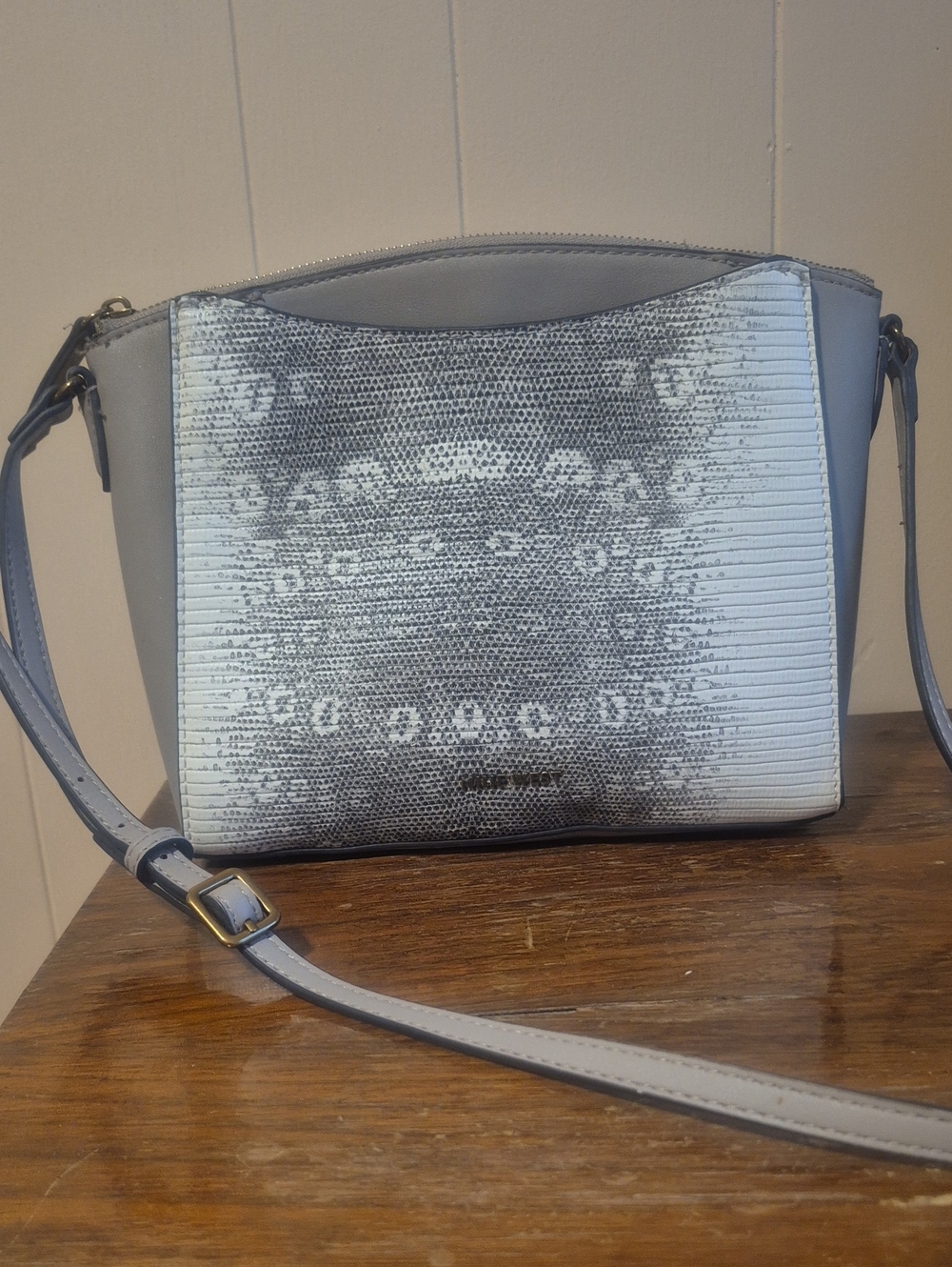 Nine West Light Gray Textured Crossbody with Adjustable Strap